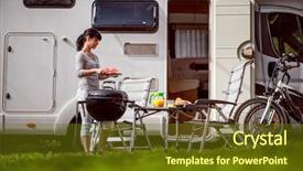  Presentation with vacation - Theme consisting of trailer food - family vacation travel rv holiday background and a tawny brown colored foreground