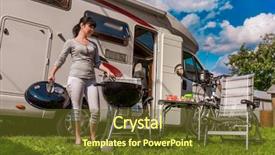  Presentation with vacation - Colorful theme enhanced with trailer food - family vacation travel rv holiday backdrop and a tawny brown colored foreground