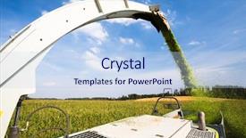  Presentation with modern food - Cool new theme with trailer food - modern combine harvester unloading green backdrop and a light blue colored foreground