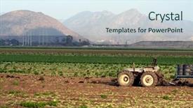 Presentation with crops - Presentation consisting of trailer food - tractor and field crops background and a sky blue colored foreground