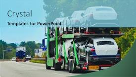  Presentation with sales - Presentation theme featuring auto carrier - trailer is engaged background and a light blue colored foreground