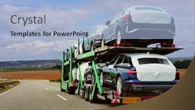  Presentation with cars - Presentation theme with delivery of new car background and a light blue colored foreground