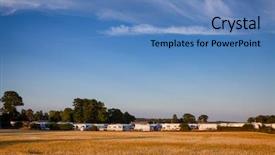  Presentation with holiday - Cool new slide deck with trailers at holiday rv park backdrop and a teal colored foreground