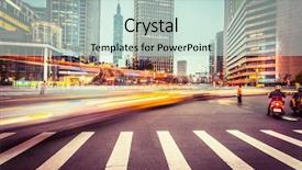  Presentation with city street - Presentation theme consisting of trails in modern city street background and a soft green colored foreground