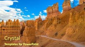  Presentation with utah - Theme with trails-leading-into-bryce-canyon background and a tawny brown colored foreground