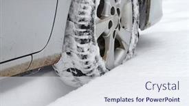  Presentation with snow - Slide deck consisting of trails-of-wheels-in-fresh background and a sky blue colored foreground