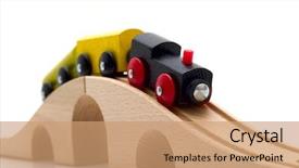  Presentation with white parents and black children - Amazing PPT theme having toy train - children's railway isolated backdrop and a coral colored foreground