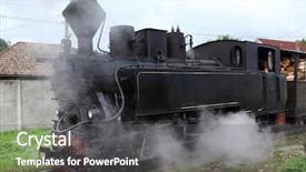  Presentation with steam train - Beautiful slide deck featuring abstract image of a sea with fog backdrop and a light gray colored foreground
