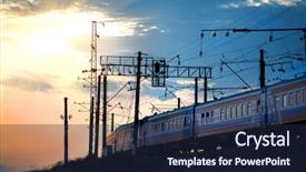  Presentation with train - Colorful presentation theme enhanced with train against the sky backdrop and a wine colored foreground