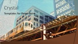  Presentation with chicago - PPT theme with train-at-daytime-in-chicago background and a light blue colored foreground