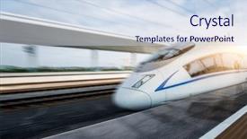  Presentation with train railway - Amazing PPT layouts having train away from railway station backdrop and a sky blue colored foreground