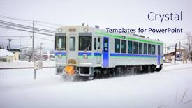  Presentation with hokkaido - Slide set enhanced with train-car-passing-through-asahikawa background and a sky blue colored foreground