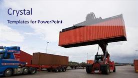  Presentation with cargo train - Slides having train cargo - crane lifts a container background and a sky blue colored foreground