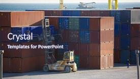  Presentation with cargo train - Presentation theme having train cargo - industrial port in novorossiysk russia background and a navy blue colored foreground