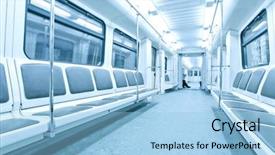  Presentation with go to shin okubo subway - Colorful presentation theme enhanced with city train - subway inside backdrop and a light blue colored foreground