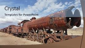  Presentation with cemetery - Slides having train cemetery uyuni bolivia background and a light blue colored foreground