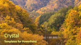  Presentation with fall foliage - Colorful presentation theme enhanced with train commuter in fukushima japan backdrop and a tawny brown colored foreground