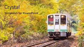  Presentation with commuter - Beautiful presentation design featuring train commuter in fukushima japan backdrop and a gold colored foreground