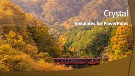 Presentation with fall foliage - PPT theme featuring train commuter in fukushima japan background and a  colored foreground