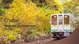  Presentation with commuter - Presentation design consisting of train commuter in fukushima japan background and a gold colored foreground