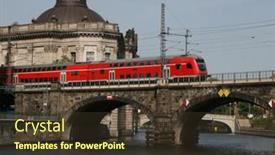  Presentation with crossing bridge - Colorful presentation theme enhanced with train crossing bridge in berlin germany backdrop and a tawny brown colored foreground