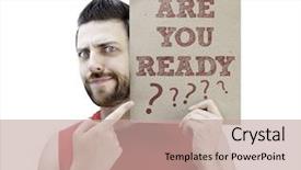  Presentation with ready - Presentation theme featuring train disaster - man holding a card background and a coral colored foreground