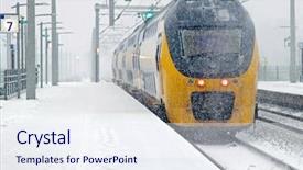  Presentation with amsterdam - Amazing PPT theme having train driving in snowstorm backdrop and a sky blue colored foreground