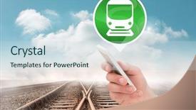  Presentation with train railway - Presentation theme enhanced with train icon on railway background and a  colored foreground