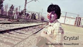  Presentation with old man - Cool new theme with train in an abandoned station backdrop and a soft green colored foreground