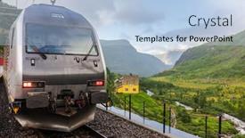  Presentation with norway - Audience pleasing PPT theme consisting of train-in-the-mountains backdrop and a light blue colored foreground