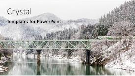  Presentation with train bridge - Presentation featuring train-in-winter-landscape-snow background and a light gray colored foreground