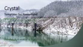  Presentation with train bridge - Colorful slides enhanced with train-in-winter-landscape-snow backdrop and a light blue colored foreground