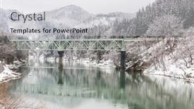  Presentation with train bridge - Audience pleasing slide deck consisting of train-in-winter-landscape-snow backdrop and a light gray colored foreground