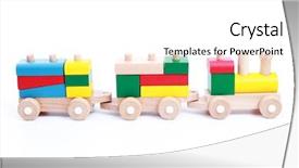  Presentation with wooden toy - PPT theme having train isolated on white - toy background and a  colored foreground