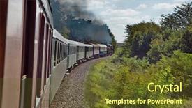  Presentation with steam train - Audience pleasing PPT theme consisting of train journey with steam train backdrop and a tawny brown colored foreground