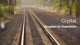  Presentation with train - PPT layouts having train-line-rails-railway-track background and a tawny brown colored foreground