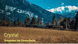  Presentation with train - PPT theme having train-locomotive-with-freight background and a tawny brown colored foreground