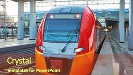  Presentation with maglev train high speed way - Presentation design featuring train moves on a rail background and a tawny brown colored foreground