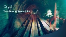  Presentation with motion - PPT theme having train-moves-underground-motion-blurred background and a ocean colored foreground