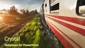  Presentation with sunrise - Cool new theme with train moving in the tropical backdrop and a tawny brown colored foreground