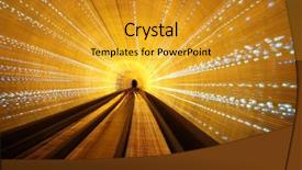  Presentation with moving fast train track - Slide set consisting of train moving in tunnel -abstract background and a gold colored foreground