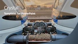  Presentation with train railway - PPT theme featuring train-multiple-unit-carriages-connected background and a coral colored foreground