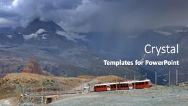  Presentation with train railway - Slide deck with train-near-the-gornergrat-bahn background and a  colored foreground