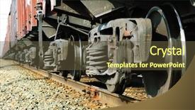  Presentation with railroad - Presentation design featuring train on railroad background and a tawny brown colored foreground