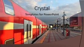  Presentation with train - Audience pleasing PPT layouts consisting of train on the train station backdrop and a light blue colored foreground