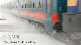  Presentation with storm - Slide deck consisting of train-passing-by-in-snow background and a light gray colored foreground