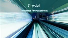  Presentation with rail - Slide deck featuring train passing the rail background and a ocean colored foreground