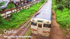  Presentation with train - PPT theme enhanced with train passing through yangon myanmar background and a coral colored foreground
