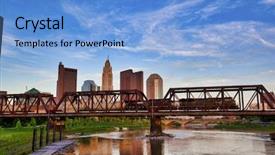  Presentation with train bridge - Slides having train races across the bridge background and a light blue colored foreground