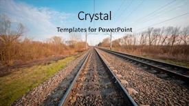  Presentation with train transport - Colorful presentation theme enhanced with train rails in country landscape backdrop and a light blue colored foreground